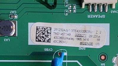 KIT DE TARJETAS PARA TV HISENSE / MAIN FUENTE 291232 / TPD.MT9612.PB751 / 291231 / T-CON 292595 / RSAG7.820.11117/ROH / 304320 / PANEL HD425Y1U71-T0L2K2/S0/SM/CKD3A/ROH / MODELO 43C350KU - Imagen 3